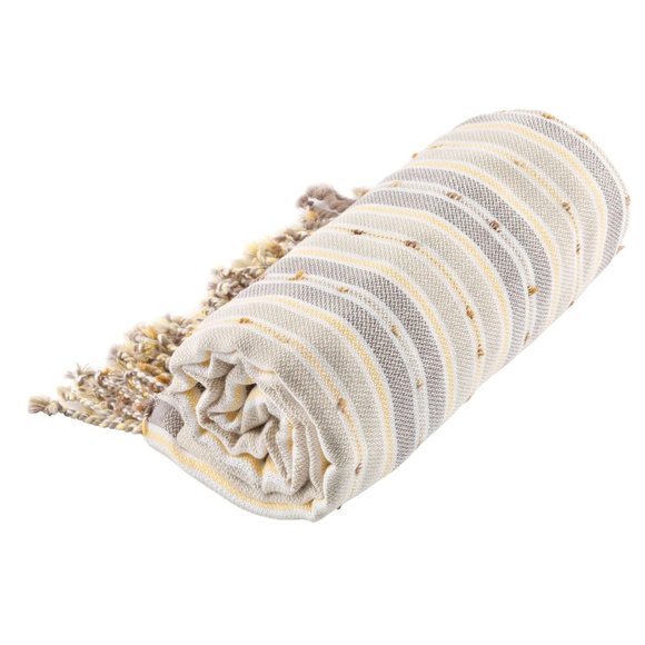 Sand Free Bohemian Beige Turkish Towels - 100% Cotton Boho Beach Bath Towel - Picture 3 of 8